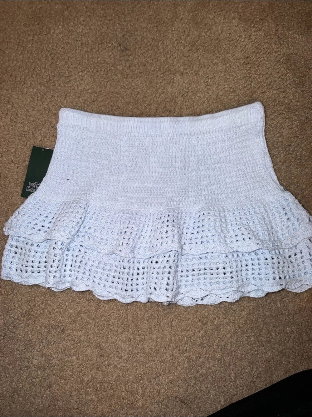 NWT wild fable Light Blue Crochet Tiered Mini Skirt